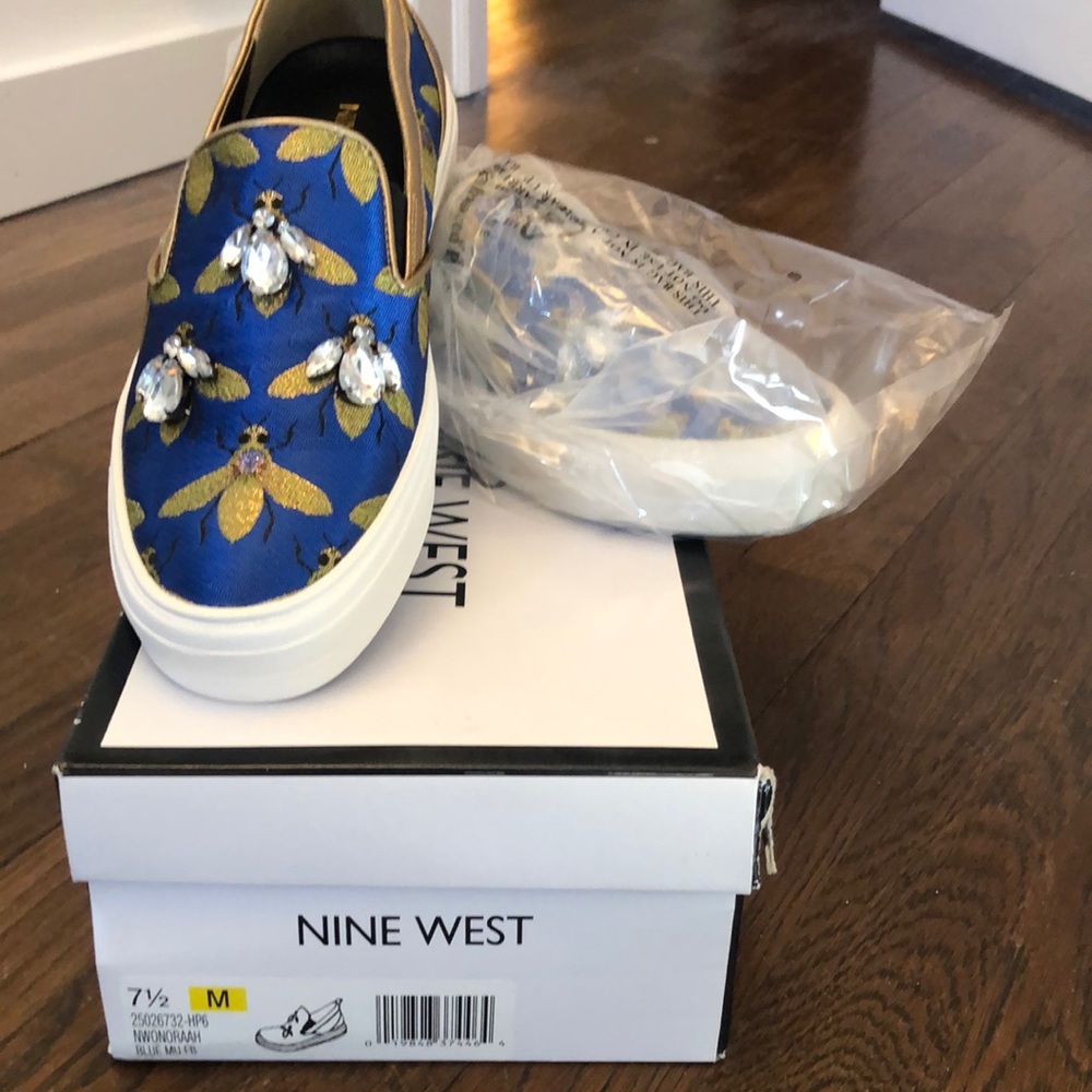 NWT Nine West embellished slip on fashion sneakers